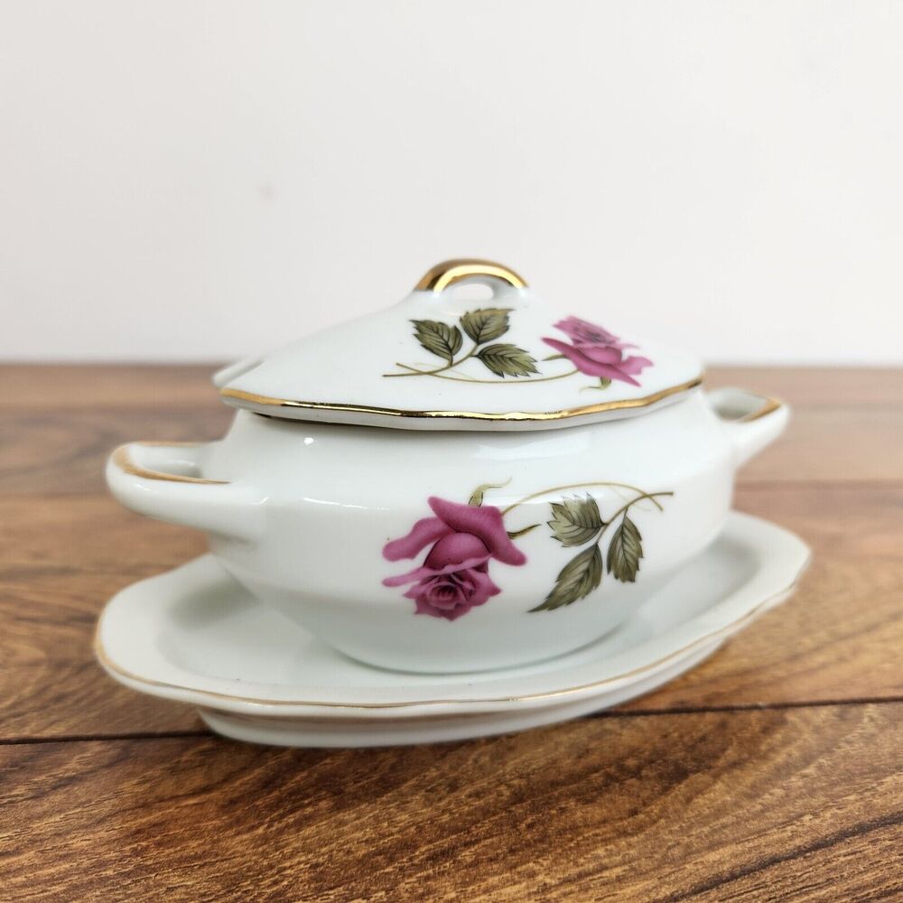 Vintage Royal Sealy Rose Floral sugar bowl White Bone China Floral Flowers